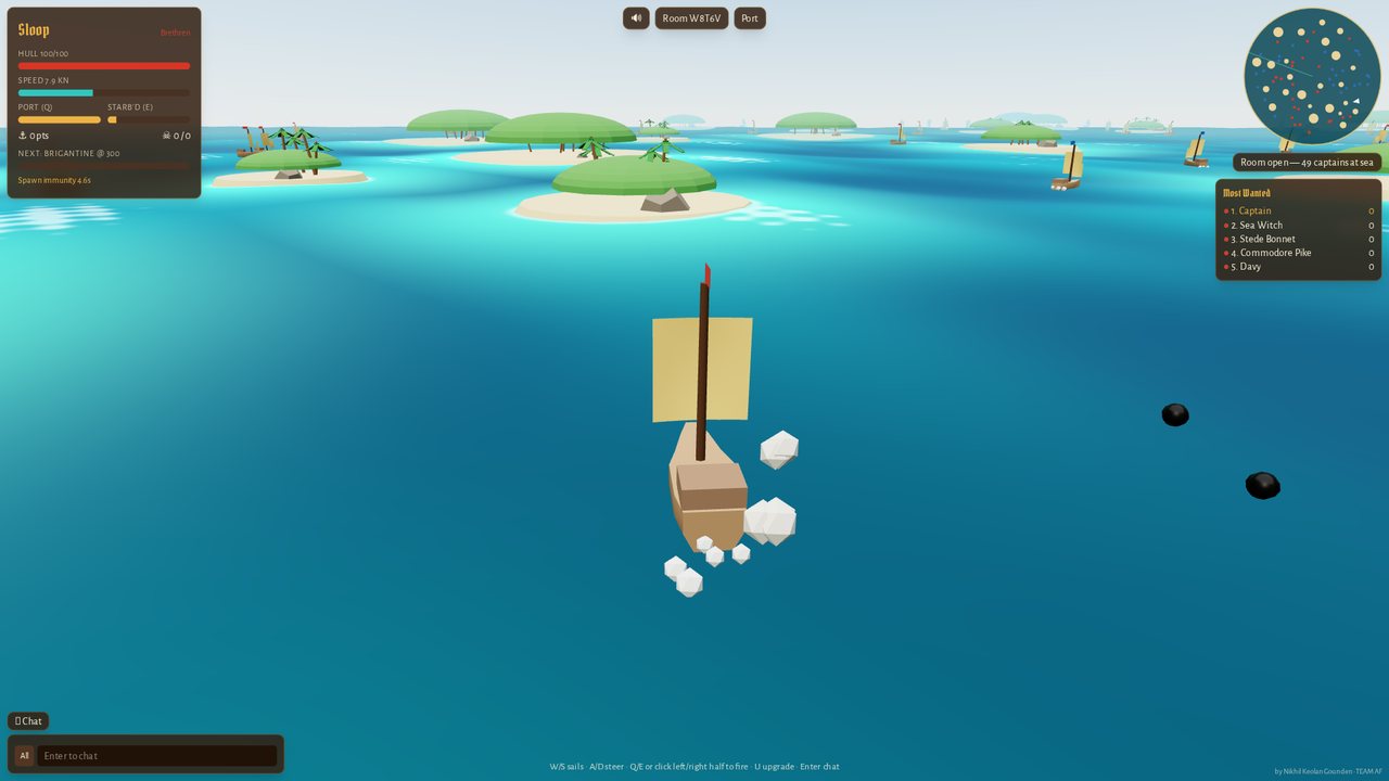 CORSAIR: High Seas gameplay – enemy cannonballs flying toward the player pirate ship